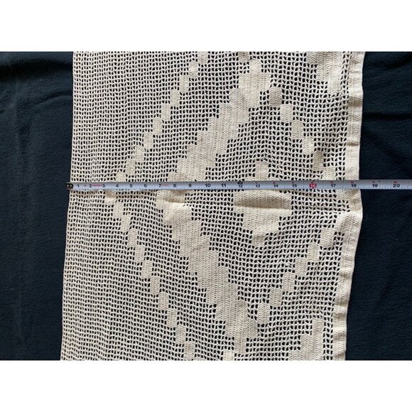 Crocheted Antique Mantle Scarf With Geometric Design 18" X 107" - Picture 7 of 12